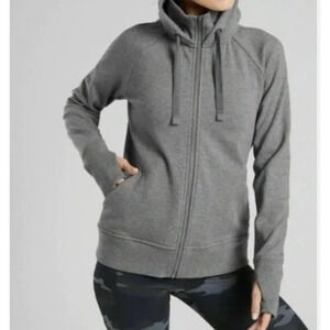 Athleta Triumph Hoodie Full Zip Sweatshirt Womens Workout Running XS Gray